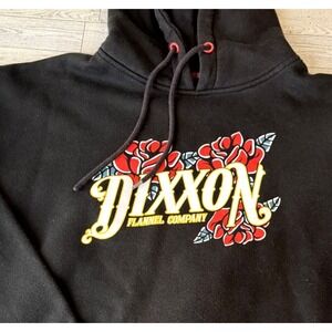 Dixxon Flannel Co Hoodie Mens Size LARGE Black Pullover Sweatshirt Rose Tattoo